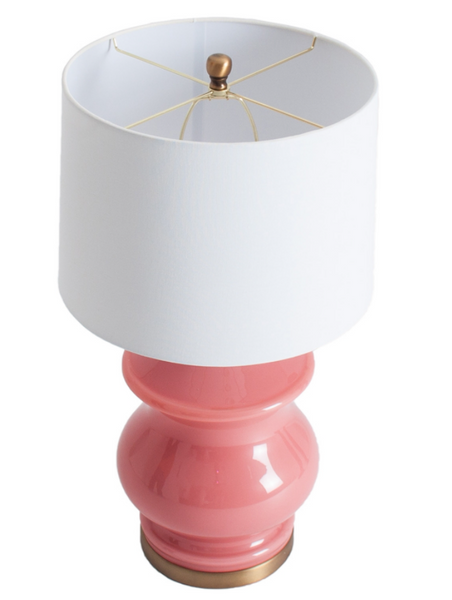 Lámpara sobremesa rosa con pantalla