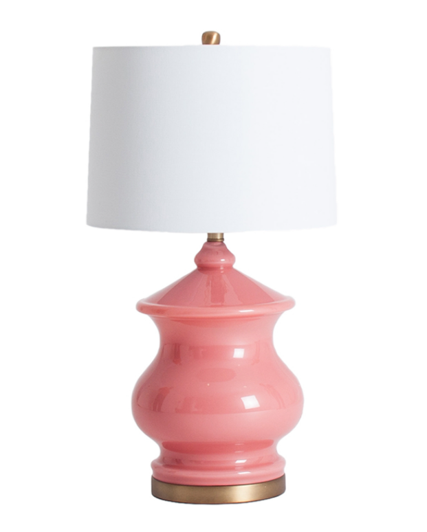Lámpara sobremesa rosa con pantalla